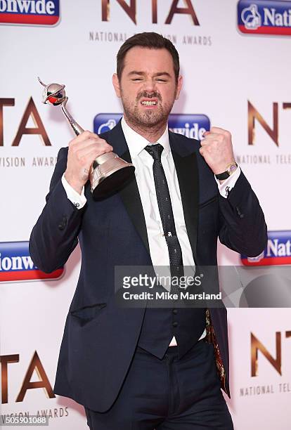 Danny Dyercleebrates with his awrds during the 21st National Television Awards press room at The O2 Arena on January 20, 2016 in London, England.