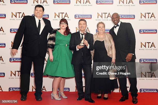 Mark Lebbett, Jenny Ryan, Bradley Walsh, Anne Hegerty and Shaun Wallace of The Chase, with the award for Daytime, during the 21st National Television...