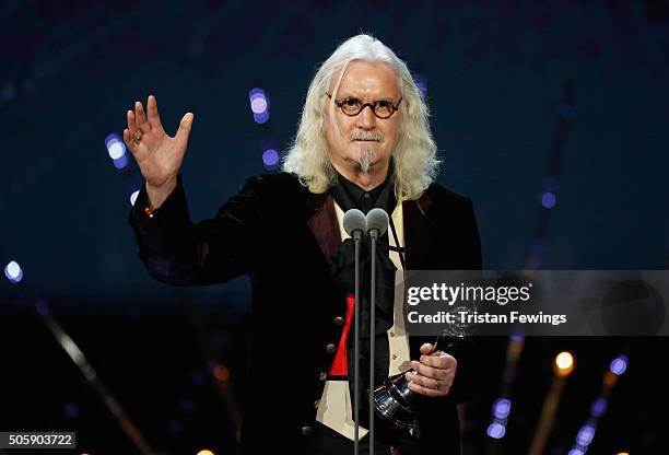 Billy Connolly, winner of the Special Recognition award, speaks onstage at the 21st National Television Awards at The O2 Arena on January 20, 2016 in...
