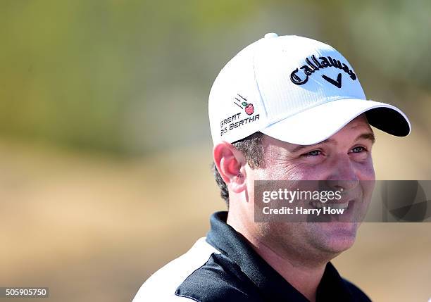 Patrick Reed smiles during preview for the CarerrBuilder Challenge In Partnersihip With The Clinton Foundation at the TPC Stadium Course at PGA West...