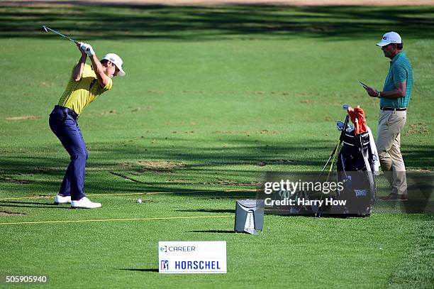 Billy Horschel warms up on the driving range during preview for the CarerrBuilder Challenge In Partnersihip With The Clinton Foundation at the TPC...