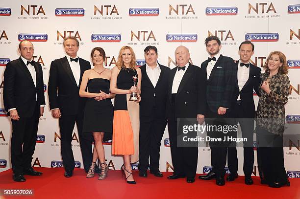 Hugh Bonneville, Raquel Cassidy, Laura Carmichael, Jeremy Swift, Julian Fellowes, Michael Fox, Harry Hadon-Patten and Phyllis Logan of Downton Abbey...