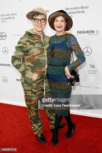Rolf Scheider and Barbara Engel attend the Guido Maria Kretschmer show during the Mercedes-Benz Fashion Week Berlin Autumn/Winter 2016 at Brandenburg...