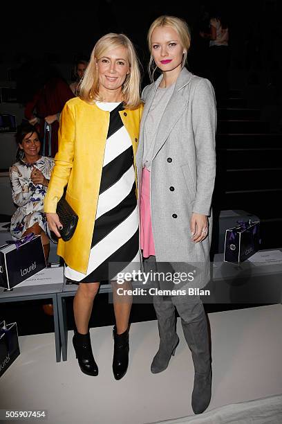 Judith Milberg and Franziska Knuppe attend the Laurel show during the Mercedes-Benz Fashion Week Berlin Autumn/Winter 2016 at Brandenburg Gate on...