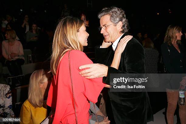 Ursula Karven and Florian Langenscheidt attend the Laurel show during the Mercedes-Benz Fashion Week Berlin Autumn/Winter 2016 at Brandenburg Gate on...