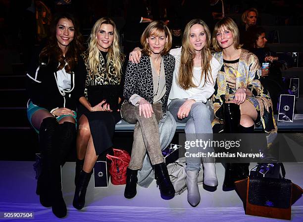 Annett Moeller, Tanja Buelter, Gesine Cukrowski, Ann-Kathrin Kramer and Valerie Niehaus attend the Laurel show during the Mercedes-Benz Fashion Week...