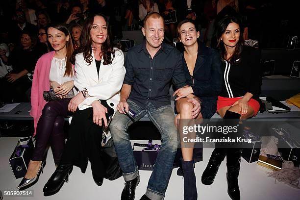 Mina Tander, Natalia Woerner, Heino Ferch, Marie Jeanette Ferch and Viktoria Lauterbach attend the Laurel show during the Mercedes-Benz Fashion Week...