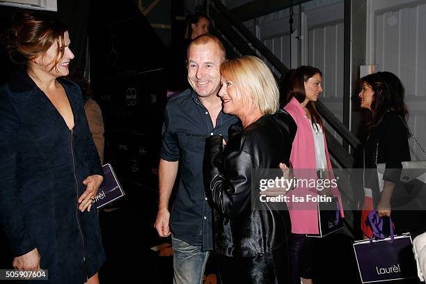 Marie Jeanette Ferch, Heino Ferch and Elisabeth Schwaiger attend the Laurel show during the Mercedes-Benz Fashion Week Berlin Autumn/Winter 2016 at...