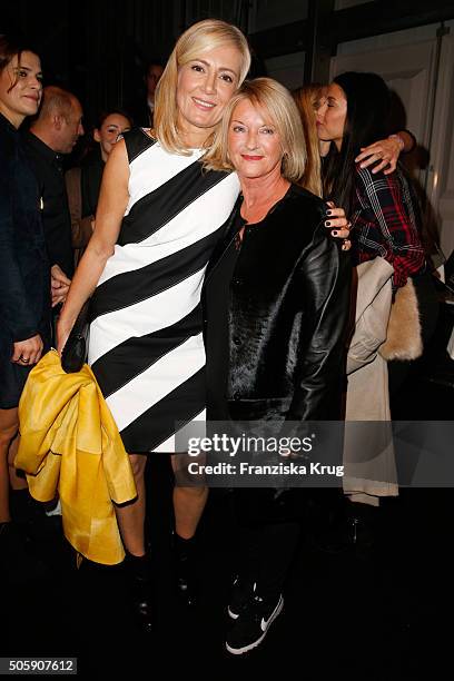 Judith Milberg and Elisabeth Schwaiger attend the Laurel show during the Mercedes-Benz Fashion Week Berlin Autumn/Winter 2016 at Brandenburg Gate on...