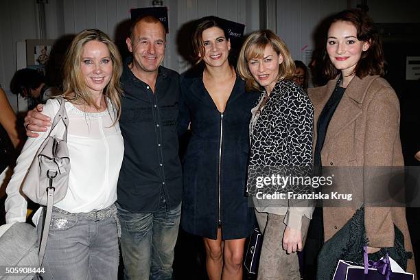 Ann-Kathrin Kramer, Heino Ferch, Marie Jeanette Ferch, Gesine Cukrowski and Maria Ehrich attend the Laurel show during the Mercedes-Benz Fashion Week...