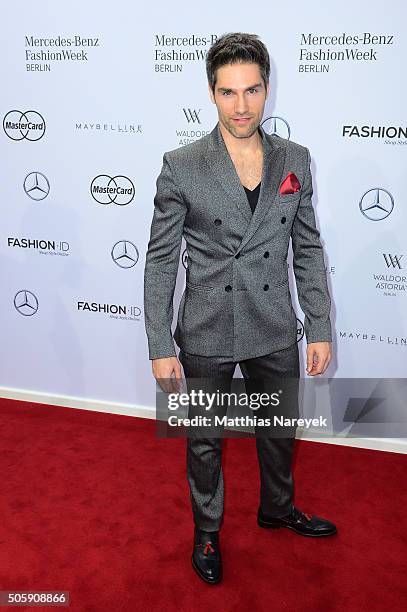 Christian Polanc attends the Guido Maria Kretschmer show during the Mercedes-Benz Fashion Week Berlin Autumn/Winter 2016 at Brandenburg Gate on...