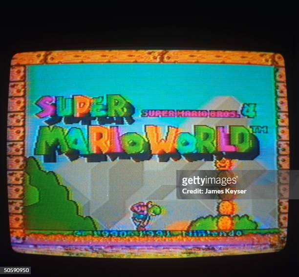 Screen fr. Nintendo's Super Mario Bros. Mario World video game.