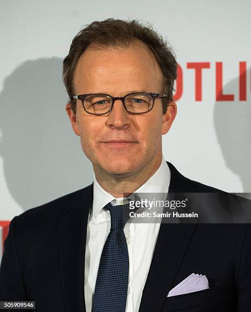 Tom McCarthy arrives for the UK Premiere of Spotlight at The Washington Mayfair on January 20, 2016 in London, England.