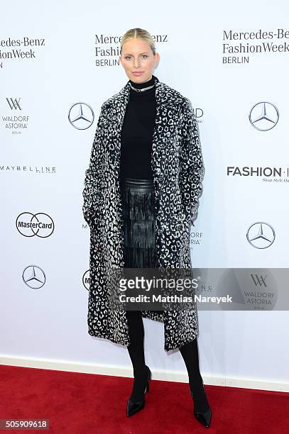 Karolina Kurkova attends the Guido Maria Kretschmer show during the Mercedes-Benz Fashion Week Berlin Autumn/Winter 2016 at Brandenburg Gate on...