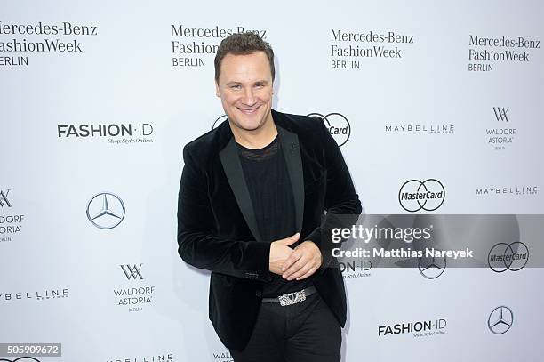 Guido Maria Kretschmer attends the Guido Maria Kretschmer show during the Mercedes-Benz Fashion Week Berlin Autumn/Winter 2016 at Brandenburg Gate on...