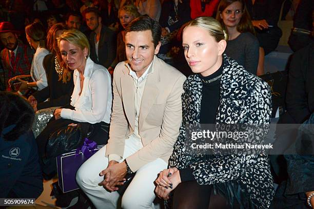 Karolina Kurkova and her husband Archie Drury attend the Guido Maria Kretschmer show during the Mercedes-Benz Fashion Week Berlin Autumn/Winter 2016...