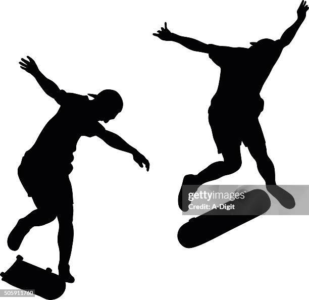 stockillustraties, clipart, cartoons en iconen met skateboard tricks - 16 17 jaar