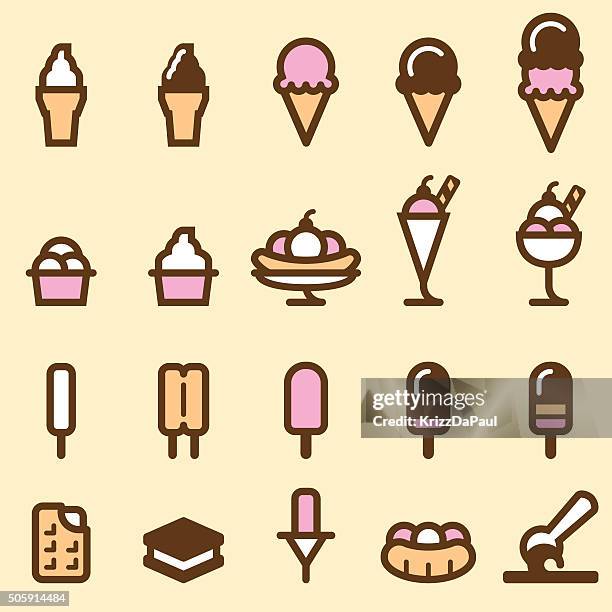 ice cream icons - banana split stock illustrations