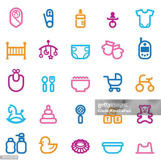 baby icons - baby bath stock illustrations