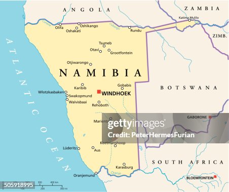 Namibia Mappa Namibia Political Map High-Res Vector Graphic - Getty Images