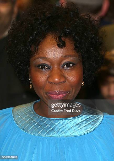 Muna Otaru attends the UK Premiere of "Spotlight" at Curzon Mayfair on January 20, 2016 in London, England.