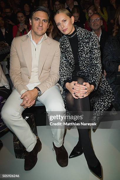 Karolina Kurkova and her husband Archie Drury attend the Guido Maria Kretschmer show during the Mercedes-Benz Fashion Week Berlin Autumn/Winter 2016...