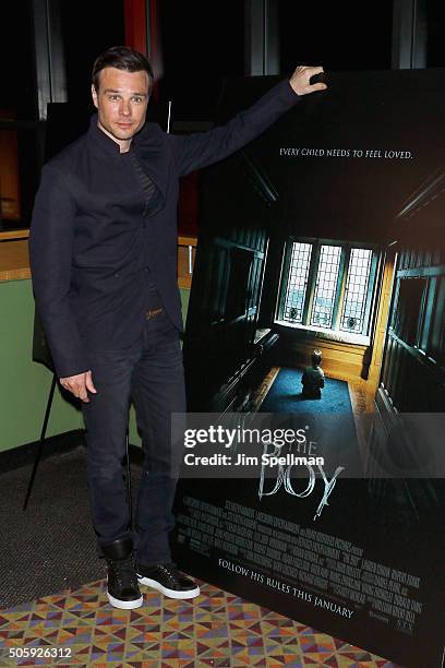 Actor Rupert Evans attends at "The Boy" New York premiere AMC Empire on January 20, 2016 in New York City.