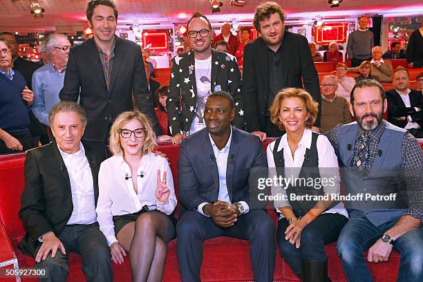 Ben, Jarry, Olivier de Benoist, Michel Drucker, Marilou Berry, Main Guest of the show Omar Sy, Corinne Touzet and Christian Vadim attend the...