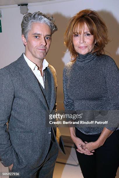 Actor James Thierree and Actress Clementine Celarie attend the 'Vivement Dimanche' French TV Show at Pavillon Gabriel on January 20, 2016 in Paris,...