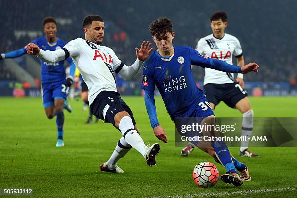 Kyle Walker of Tottenham Hotspur and Ben Chilwell of Leicester City during the Emirates FA Cup match between Leicester City and Tottenham Hotspur at...