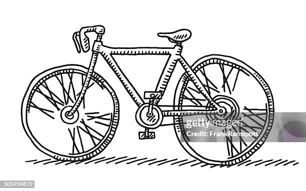 racing bicycle side view drawing - pedal stock illustrations