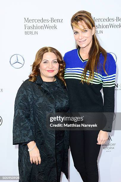 Alexandra Kamp and Jasmin Taylor attend the Guido Maria Kretschmer show during the Mercedes-Benz Fashion Week Berlin Autumn/Winter 2016 at...