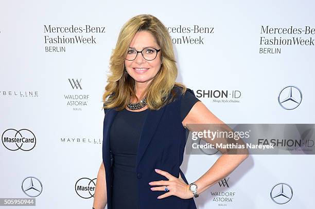 Maren Gilzer attends the Guido Maria Kretschmer show during the Mercedes-Benz Fashion Week Berlin Autumn/Winter 2016 at Brandenburg Gate on January...