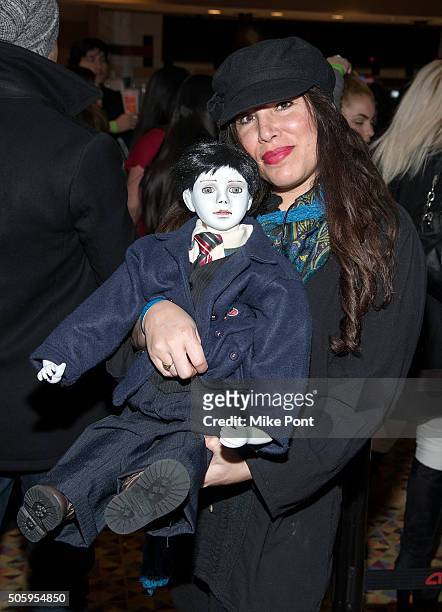 Gothic artist and fan Vyckie Van Goth attends the New York premiere of "The Boy" at AMC Empire on January 20, 2016 in New York City.