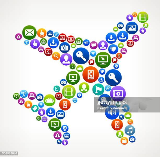 plane technology internet and web media icon pattern - walking away from computer stock illustrations