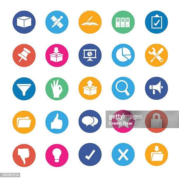 business icon set - interactive whiteboard icon stock illustrations