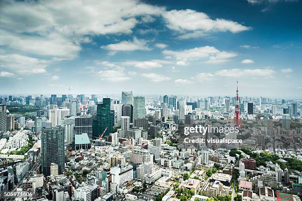 horizonte de tóquio, japão - colinas de roppongi imagens e fotografias de stock