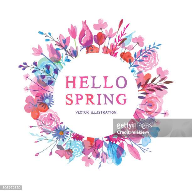 ilustrações, clipart, desenhos animados e ícones de olá primavera banner - welcome sign