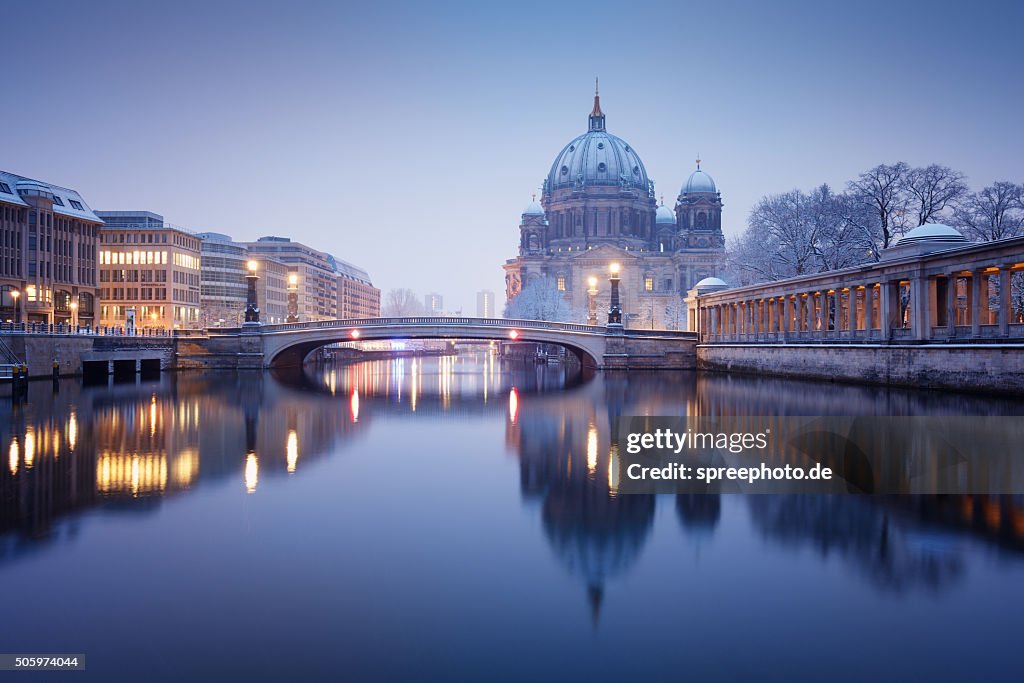 Berlin Cathedral with Reflection at winter