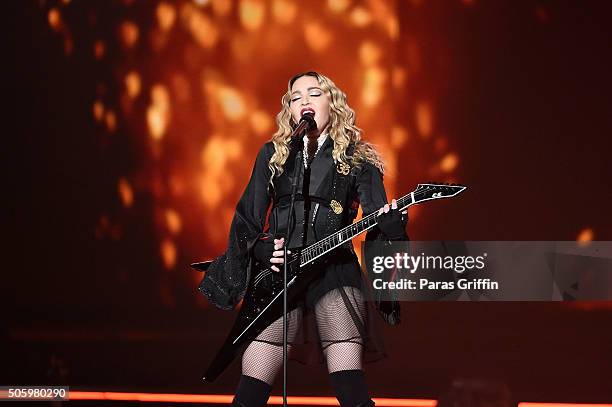 Madonna performs in concert during her Rebel Heart Tour at Philips Arena on January 20, 2016 in Atlanta, Georgia.