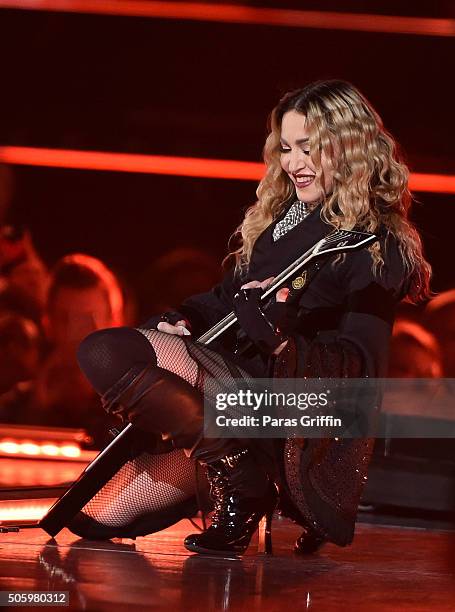 Madonna performs in concert during her Rebel Heart Tour at Philips Arena on January 20, 2016 in Atlanta, Georgia.