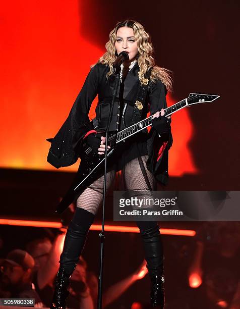 Madonna performs in concert during her Rebel Heart Tour at Philips Arena on January 20, 2016 in Atlanta, Georgia.