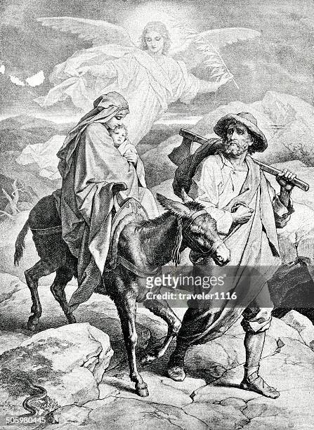 joseph and mary going to egypt - black virgin mary stock illustrations