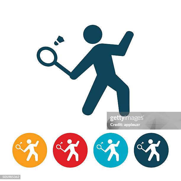 ilustraciones, imágenes clip art, dibujos animados e iconos de stock de icono de bádminton - deporte de raqueta