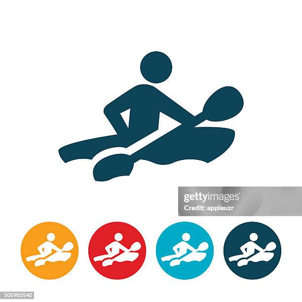 stockillustraties, clipart, cartoons en iconen met kayaker icon - kano