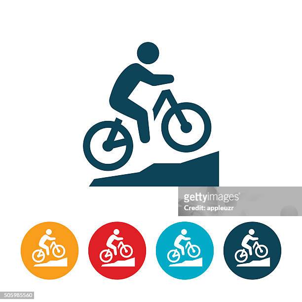 ilustraciones, imágenes clip art, dibujos animados e iconos de stock de icono de ciclismo de montaña - bici de montaña