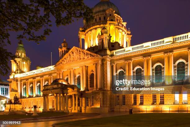 Europe, Northern Ireland, Belfast, City Hall By Night Europa, Irlanda Del Nord, Belfast, City Hall Di Notte.