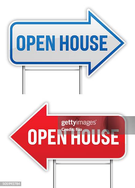 open house yard signs - real estate sign stock illustrations