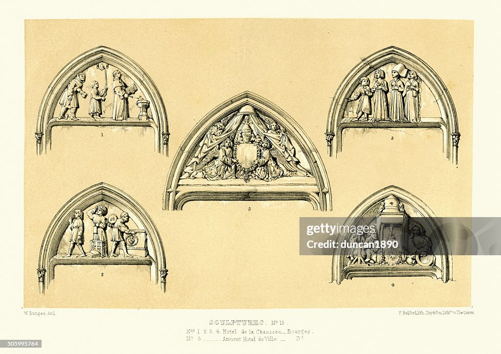 Medieval Architecture - Sculptures from Bourges, France