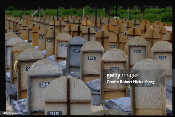 Minority Tamil separatist group Liberation Tigers of Tamil Eelam cemetery, w. Graves of LTTE fighters felled in 11-yr conflict w. Majority Sinhalese.